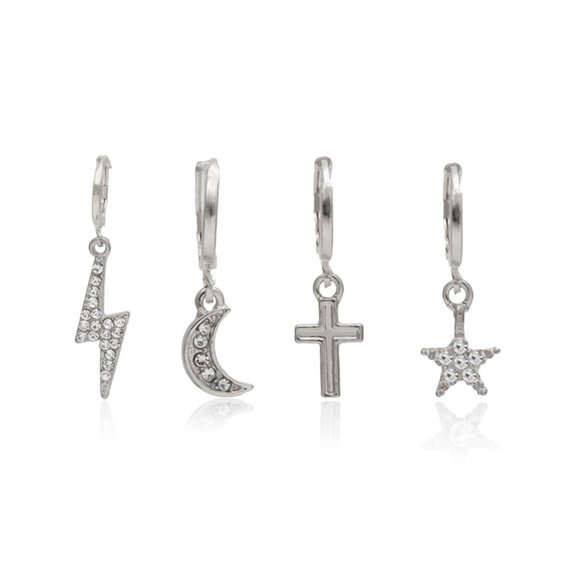 Stars Cross 4 Huggie Earrings Set - Picture 6 of 8